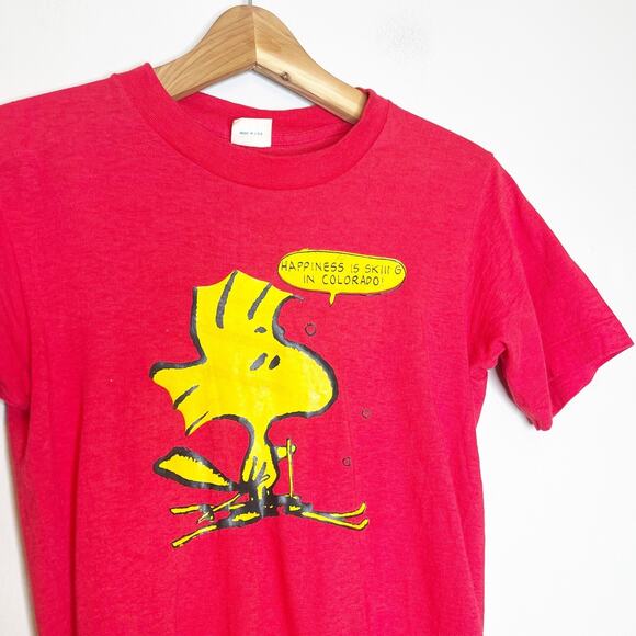 Vintage 80s Woodstock Ski Colorado Small T-Shirt Red Single Stitch Novelty Tee - Picture 3 of 5